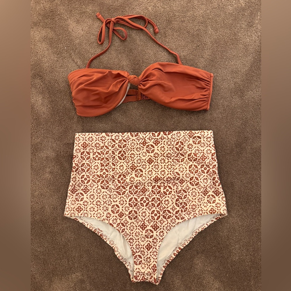 Urban Outfitters Terracotta and Ivory Bikini Set